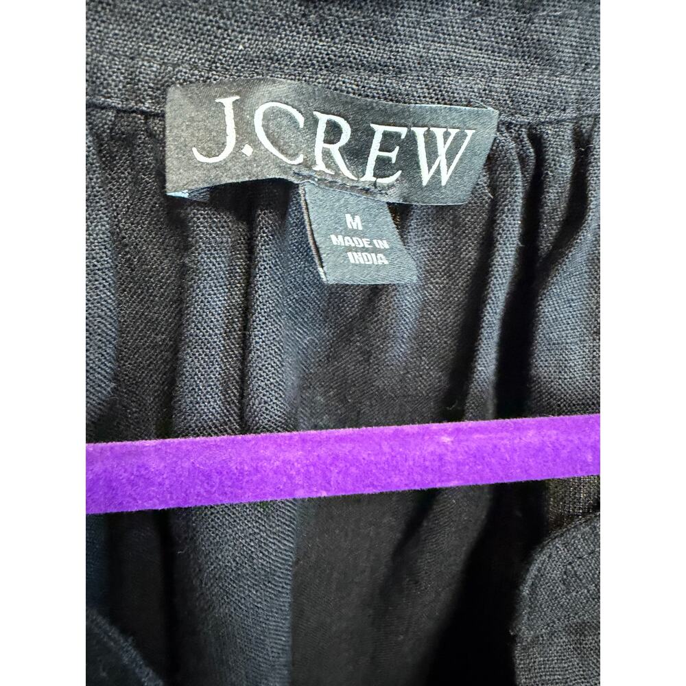J. Crew Cabana Linen V Neck Blouse Black Long Sleeve Sz M Casual Wardrobe - Picture 11 of 13